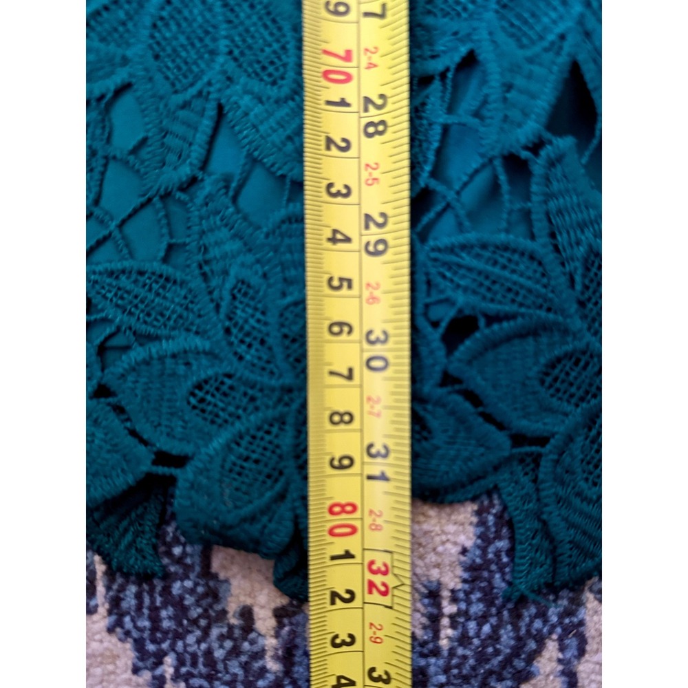 Ann Taylor Factory Lace Shift Dress Womens 4P Emerald Green Floral V-Neck - Picture 8 of 8